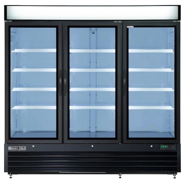 Maxx Cold Refrigerator 72 cu.ft., 3 Door, Comm. Merchandiser, Black/Glass MXM3-72RB - main